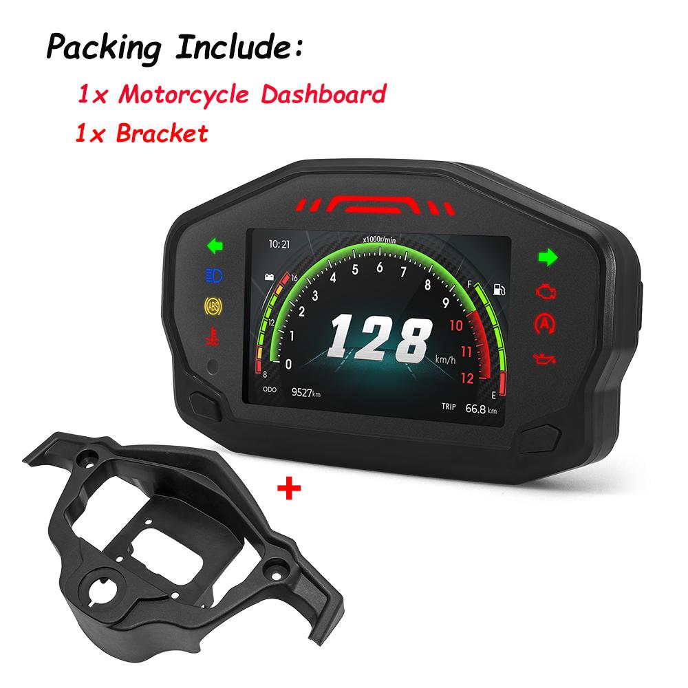 For 1,2,4 Cylinder 12V Motorcycle Universal LCD RPM Speedometer Digital Dash with Bluetooth-compatible Clock Oil Gauge Bracket