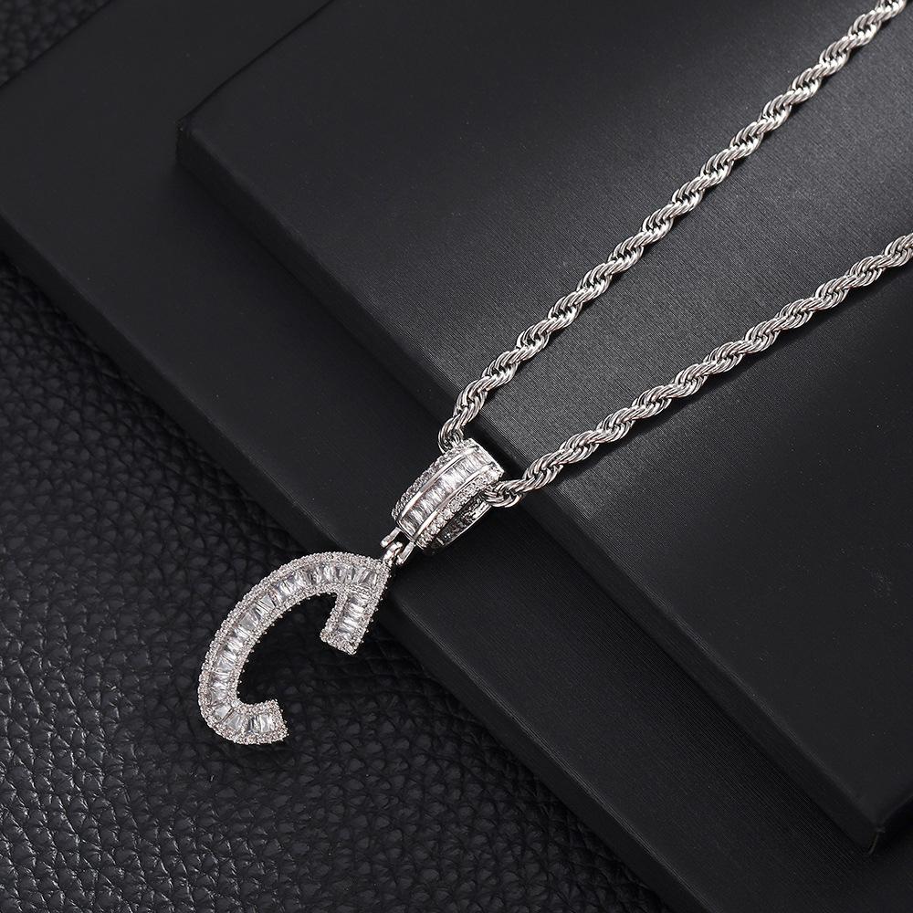 Hip Hop Letter Pendant Zircon Necklace Popular Instagram Personalized Accessory Niche Design Men's and Women's Pendant Necklace