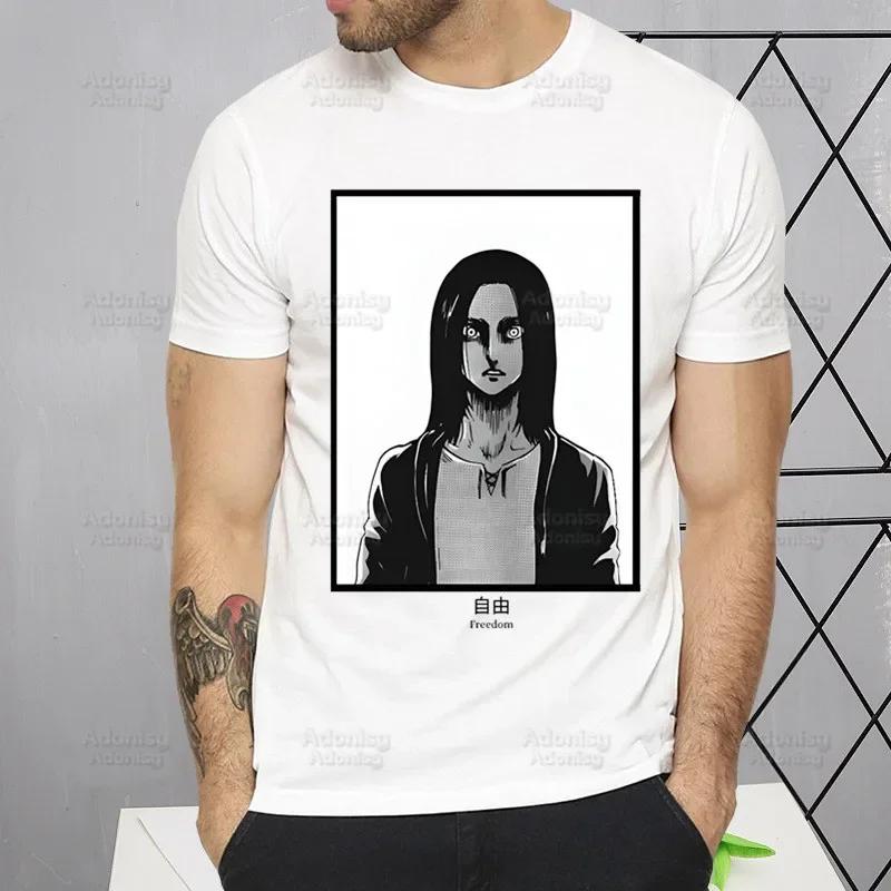 Shingeki No Kyojin T Shirt Men Short Sleeve Attack On Titan Tshirt Homme Manga Unisex Mikasa Eren Yeager Liberty T-shirt Tees