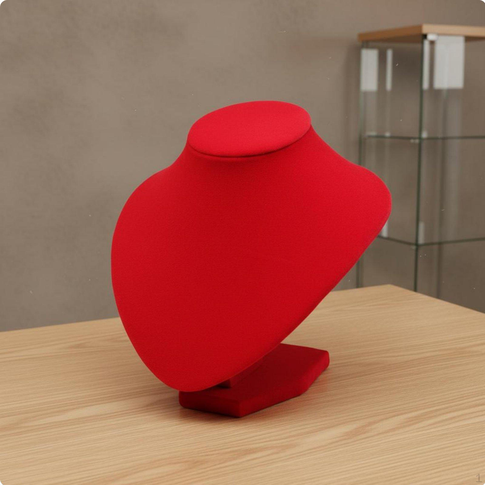 Angled Neck Necklace Display Bust Elegant Design Red Velvet Jewelry Mannequin Stable Base
