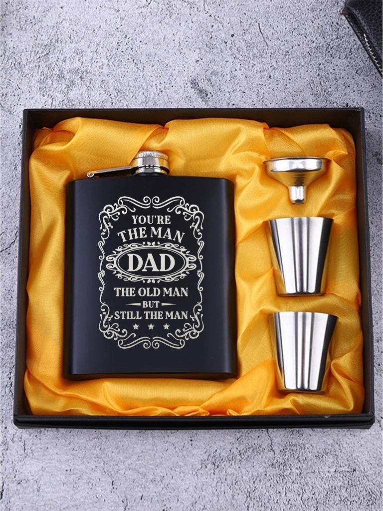 Birthday Gifts for Dad, Funny Hip Flask for Dad Stepdad, Best Dad Gifts From Son Daughter, Personalized Gifts Whisky Flask