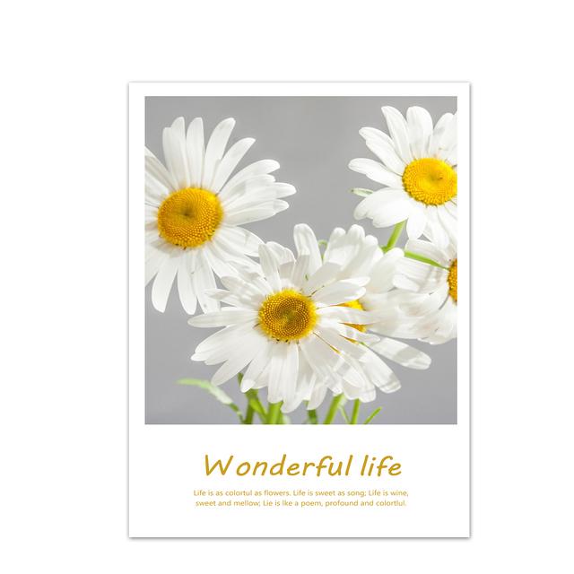 Nordic Minimalist Sunflower Chrysanthemum Posters Prints Wall Art Pictures Wonderful Life Canvas Painting Living Room Home Decor
