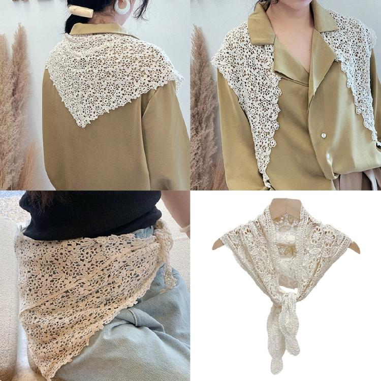 Feminine Cotton Lace Scarf Elegant Floral Embroidery Shawl Stylish Fashion Accessory for Spring Summer Fall Outfits
