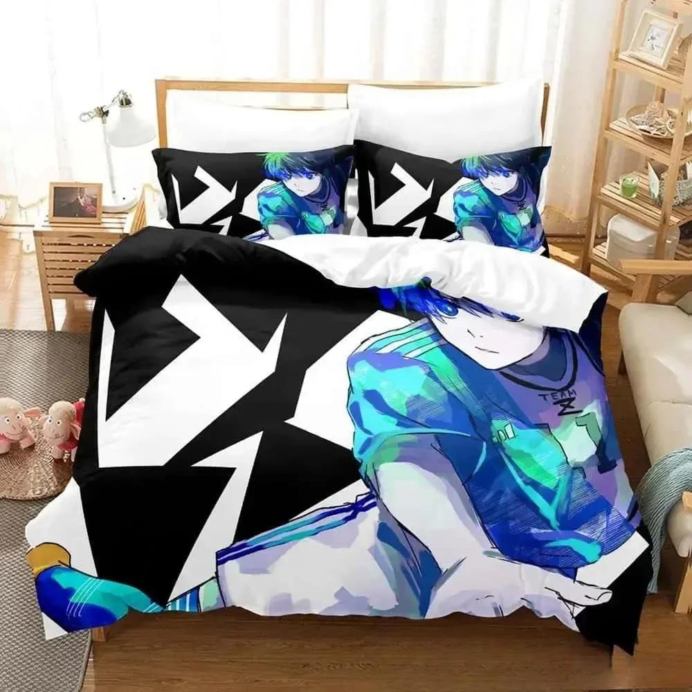 Moda 3D Print Anime Blue Lock Set de lenjerie de pat Băieți Fete Twin Queen King Size Husă de pilota Față de pernă Pat băieți Adulti Textile de casă