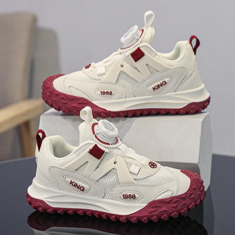 Youth style shoes Girls Soft Sole Chunky Sneakers Kids Winter Lightweight Breathable Toddler Running Shoes With Rotating Buckle