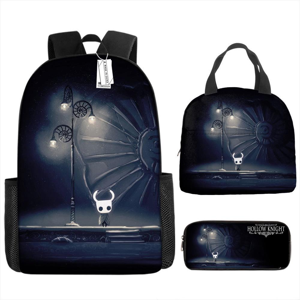 Luxusní Novinka Kreativní Cool Nový Hollow Knight 3D Tisk 3ks/Sada žák Školní tašky Batoh na notebook Denní batoh Batoh Taška na oběd Pouzdro na tužky