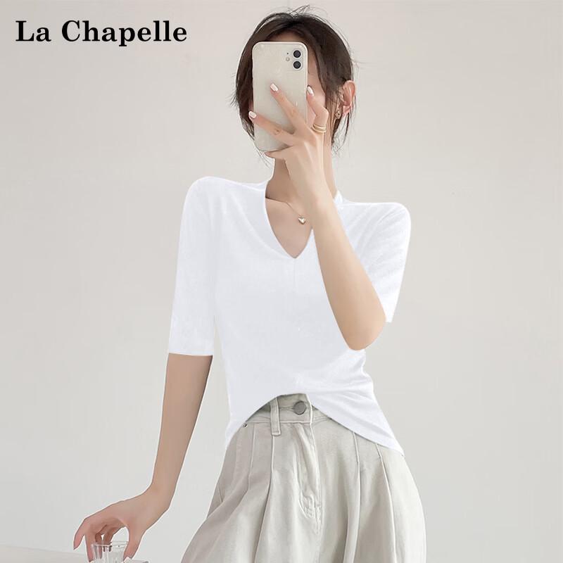La Chapelle Women s Elegant V-Neck Slim-Fit T-Shirt L
