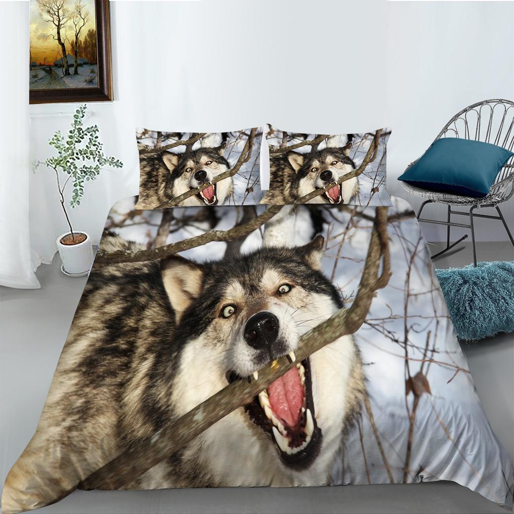 Wolf Series Equal Polyester Bedding Two Or Three-Piece 3D Digital Printing