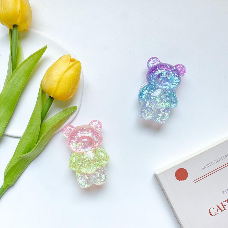 Bear Mobile Phone Airbag Holder Small Fresh Air Glitter Cushion Stable Portable Drama Watching Tool Support Ins