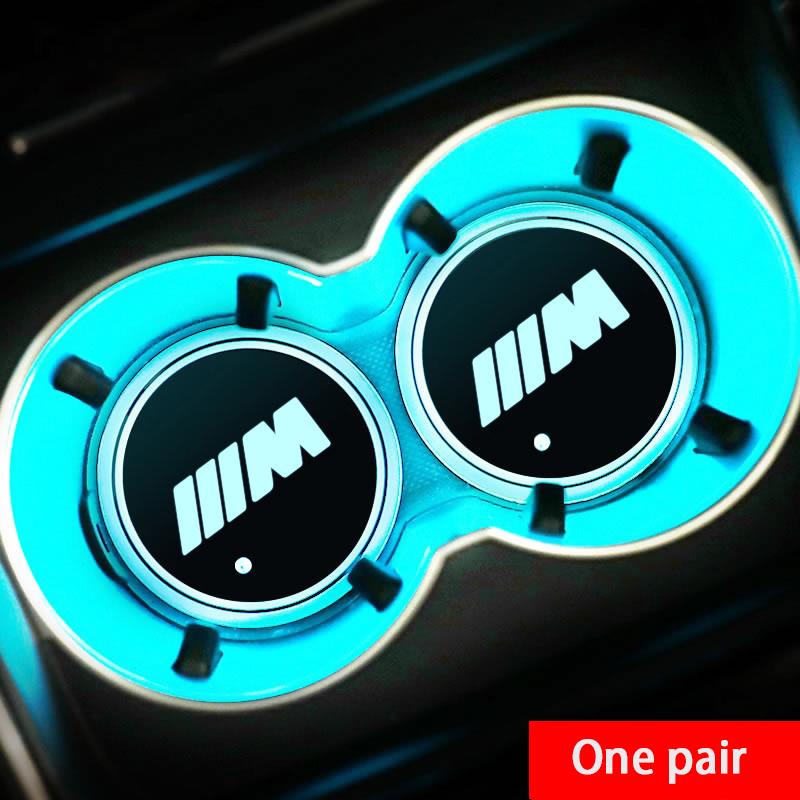 LED Luminous Car Water Cup Holder Coaster Lamps For BMW M E46 E90 E60 F30 E39 F10 F20 E87 E36 F20 E92 1 2 3 5 Series X1 X3 X5 X7