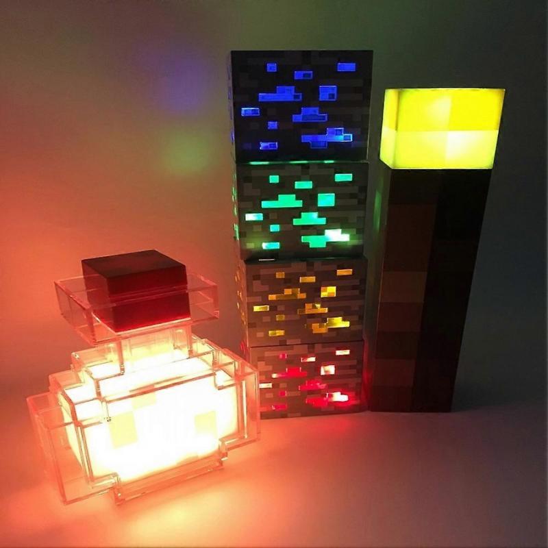 Home Decoration Minecraft Game Torch Lamp Led Night Light Rechargeable Gift