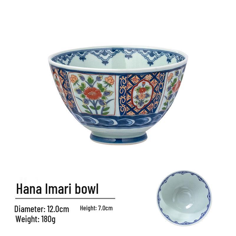 Japanese Kinran Te Kaki Imari Mino Ware Ceramic Rice Bowls for Home & Commercial Use