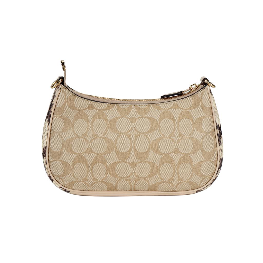 Coach Teri 25 Klassische Monogramm-Print-PVC-Umhängetasche Damen-Umhängetasche Beige CC323-IMOT4
