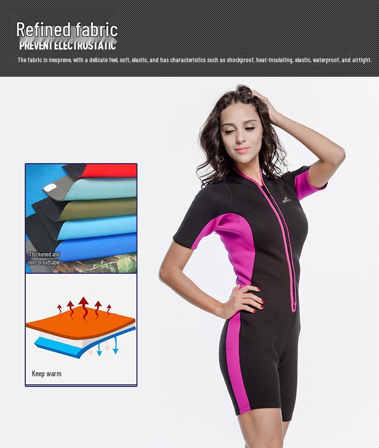 SBART Unisex 2mm Short-Sleeved Wetsuit for Snorkeling & Surfing - Warm Summer Sunscreen Swimsuit