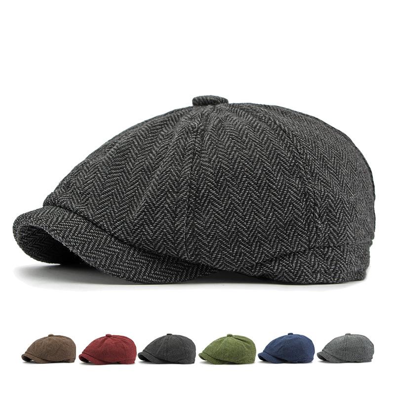 British Octagonal Cap for Men Women Autumn Beret Newsboy Hat Vintage Adjustable Casual Cap