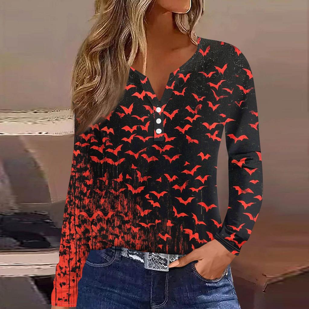 Women's T Shirt Tee Button Long Sleeve Daily Weekend Fashion Basic V- Neck Regular Top