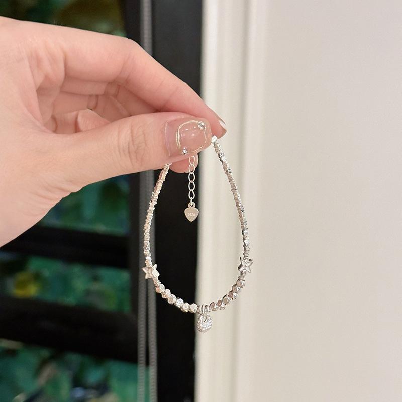 Creative Hammer Style Full Star Silver 925 Bracelet for Women's New In Shattered Small Star Bangles Party Jewelry