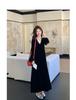 Hepburn Style Gold Velvet Dress: 2024 Autumn French Retro V-Neck, Puff Sleeve, Waist Long Dress