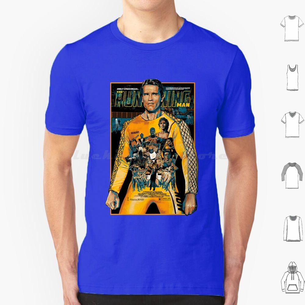 The Running Man Poster T Shirt Big Size 100 Cotton The Running Man Arnie Schwarzenegger Movie Action 80s Retro Geek Arnold