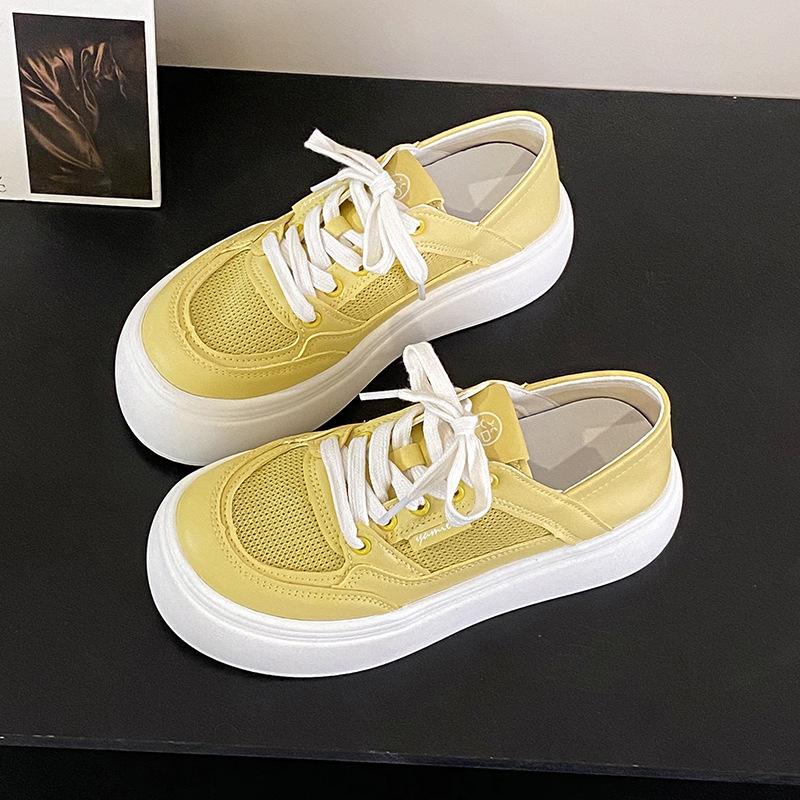 ins trendy thick sole two wear little white shoes women's 2025 summer new versatile mesh breathable height increase casual lightweight board shoes