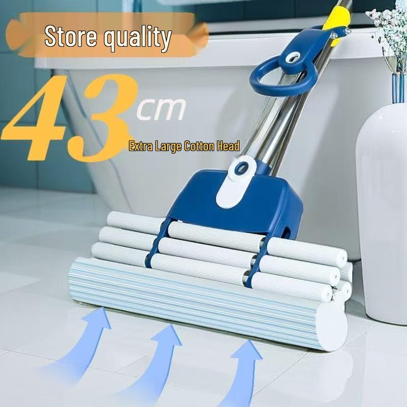 PVA Mop with Thickened Pole - Large Area Water Absorption & Hands-Free Cleaning for Households