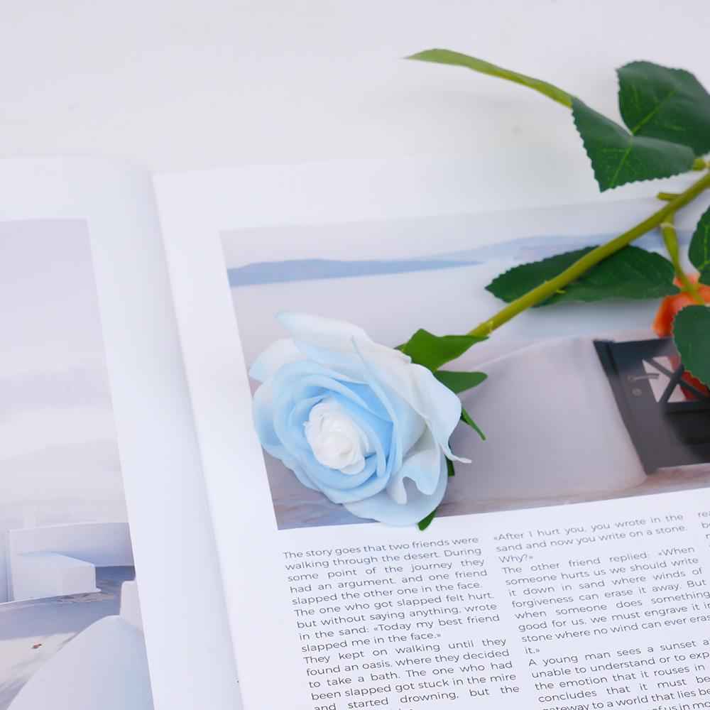 

Одиночная ветка искусственной розы, Увлажненная на ощупь роза с волнистым краем, Высококачественный искусственный букет, Украшение для дома