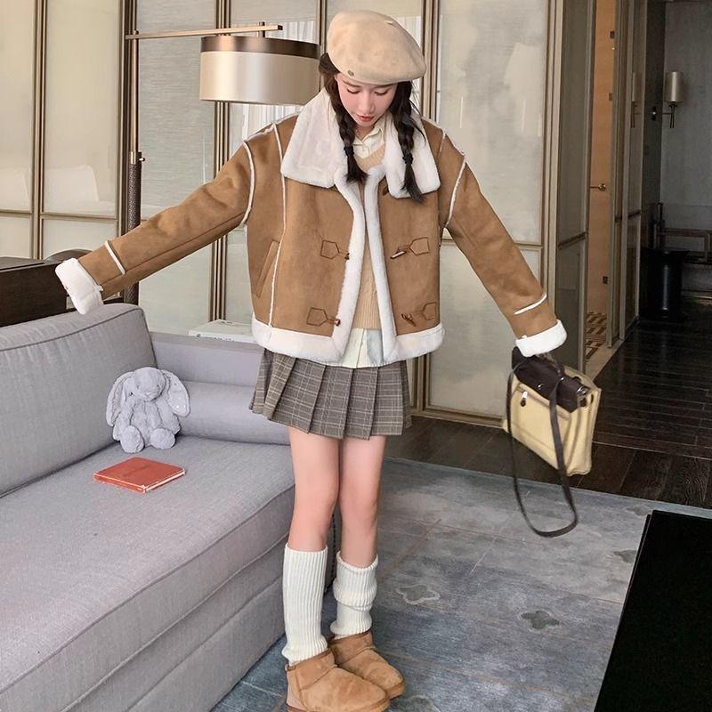 Short Locomotive Fur Integrated Winter Lamb Coat Imitation Fur Autumn and Winter New Thickened Coat