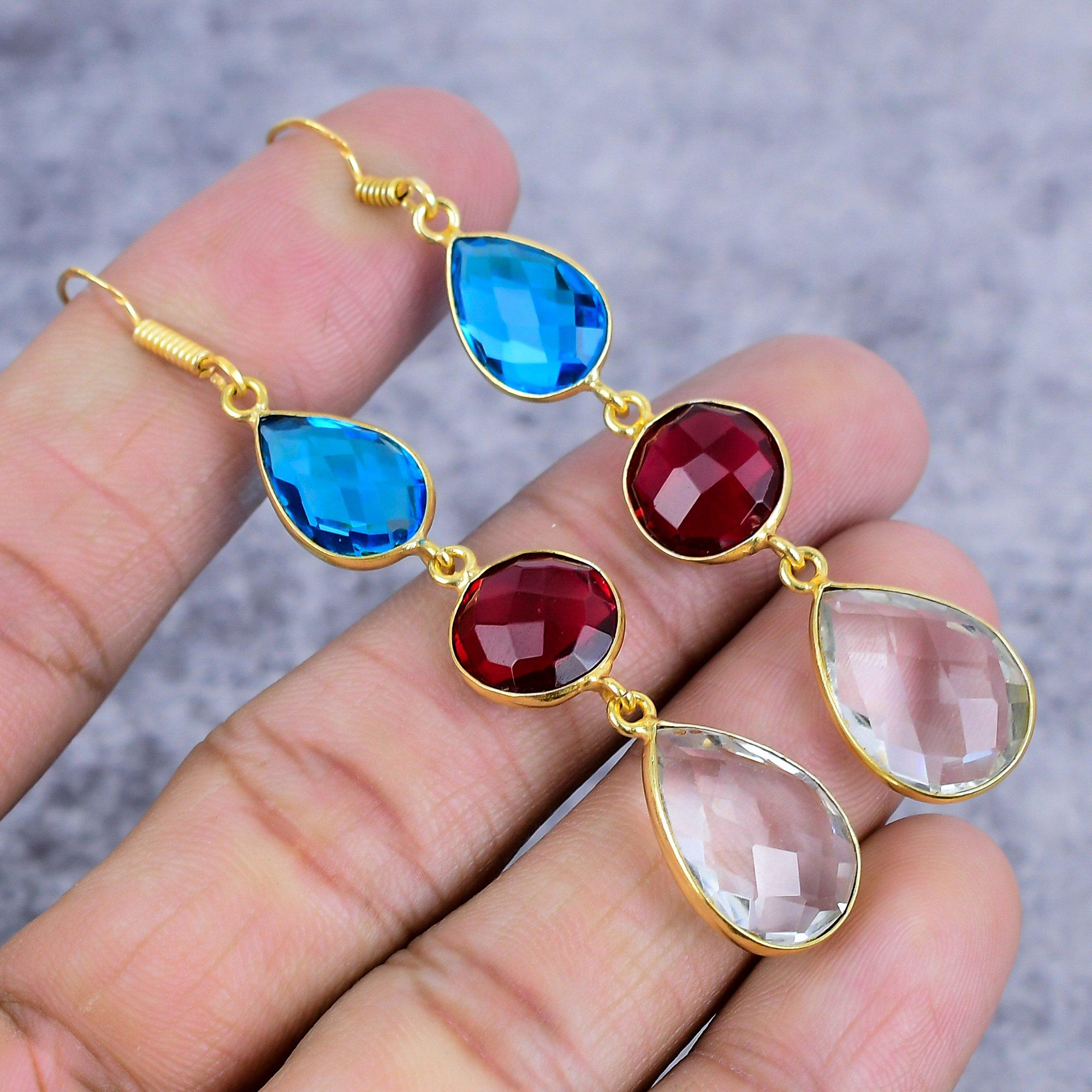 

White Topaz, Amethyst Gemstone 925 Sterling Silver Jewelry Earring 2.99 M-2653