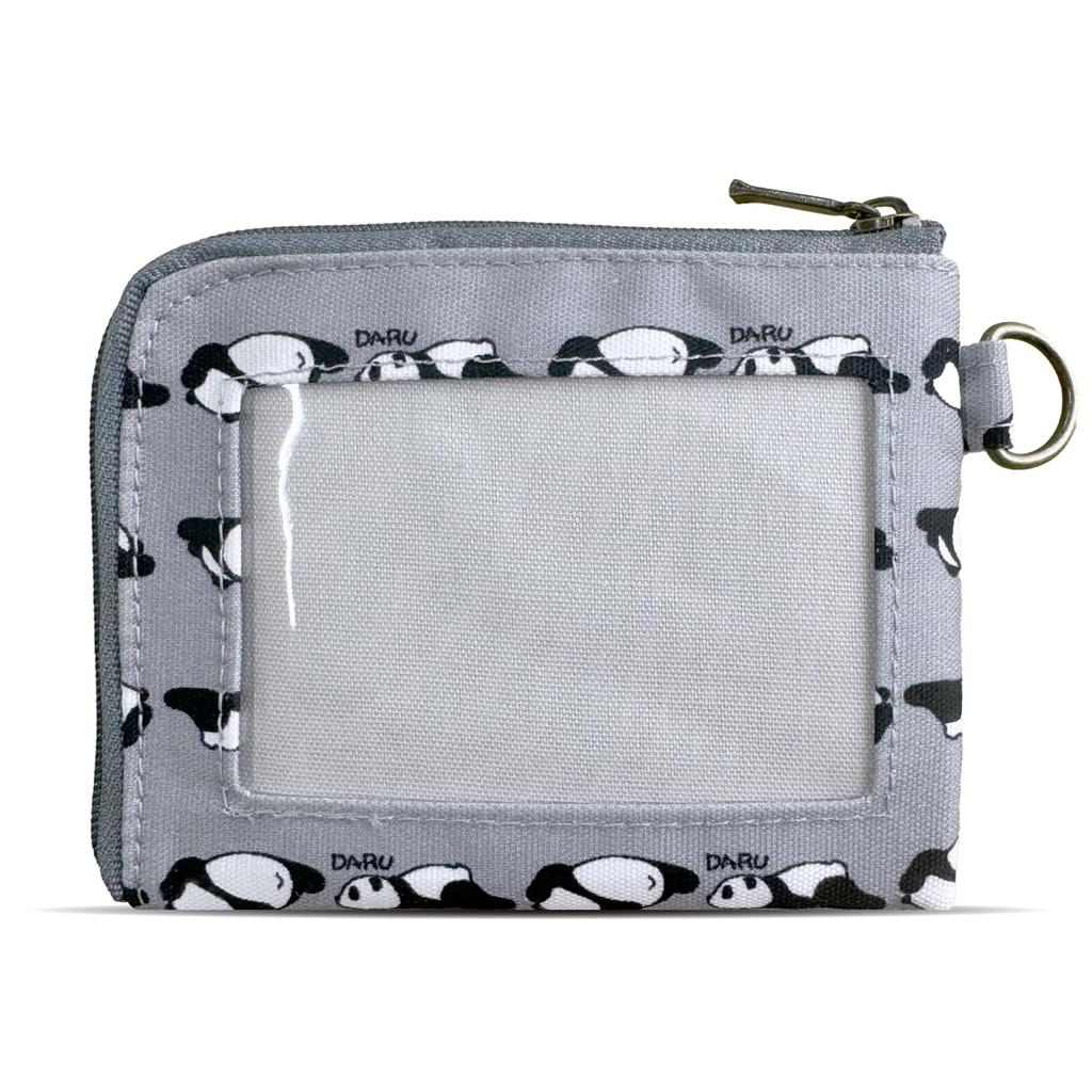 Small wallet, pass case, and coin case with a panda pattern, CITYPASSPORT (gray)