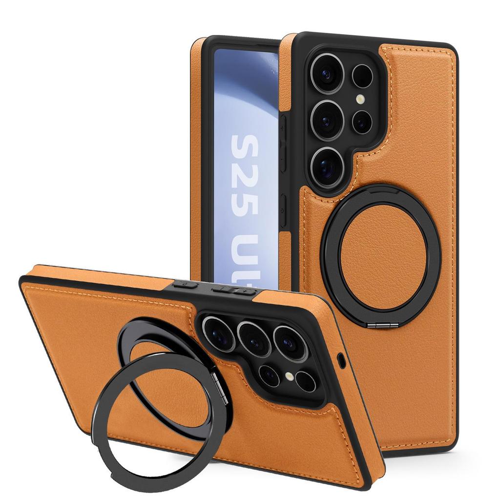 Samsung S25 Ultra Drehständer Leder Magnetische Hülle