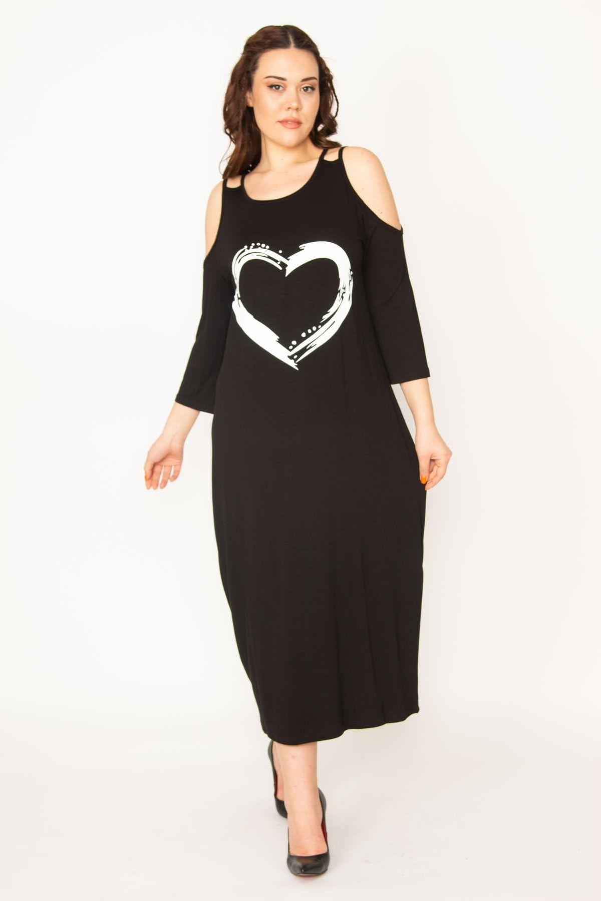 

Women s Big Size Dress Plus Size Black Off-the-Shoulder Front Printed Dress 3XL