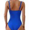 Sexy V Neck One Piece Swimsuit Women Hollow Out Pleate Tummy Control Swimwear Beach Bathing Suit Slim Monokini