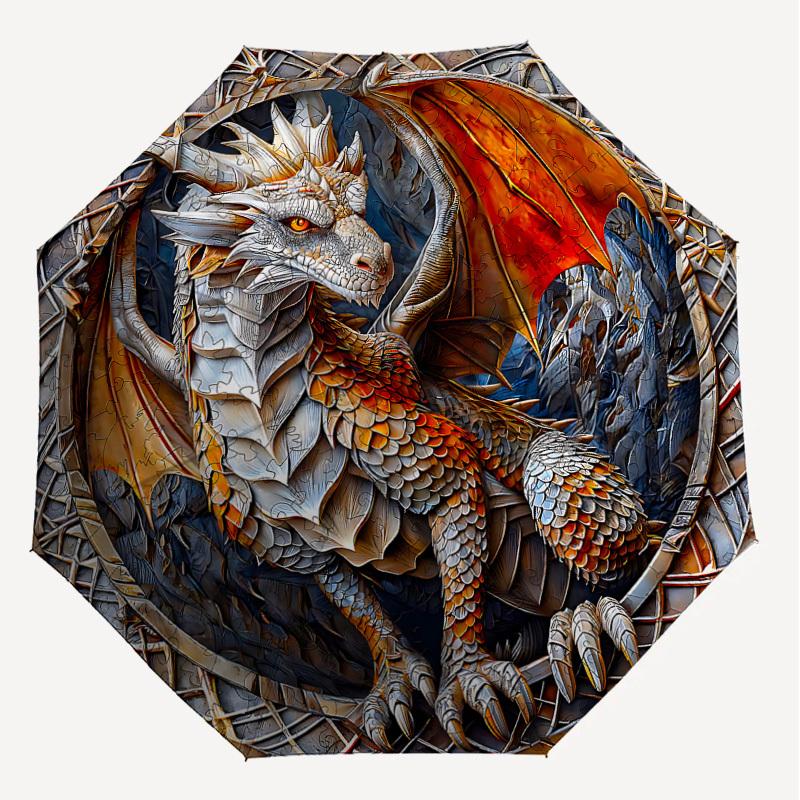 1PC Dragon Puzzle Umbrella-8-Rib Reinforced, Automatic Open, Lightweight & Durable, Cute Fashion Accessory for Outdoor-P53