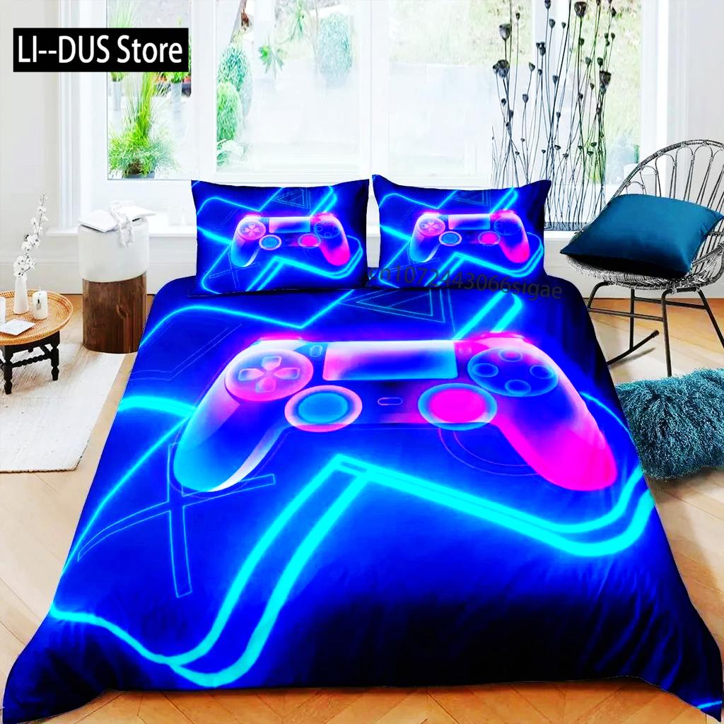 Gaming Bedding Set Game Bed Cover 135 For Adults Boys Soft Microfiber Modern Gamepad Duvet Cover Decorative With Pillowcase