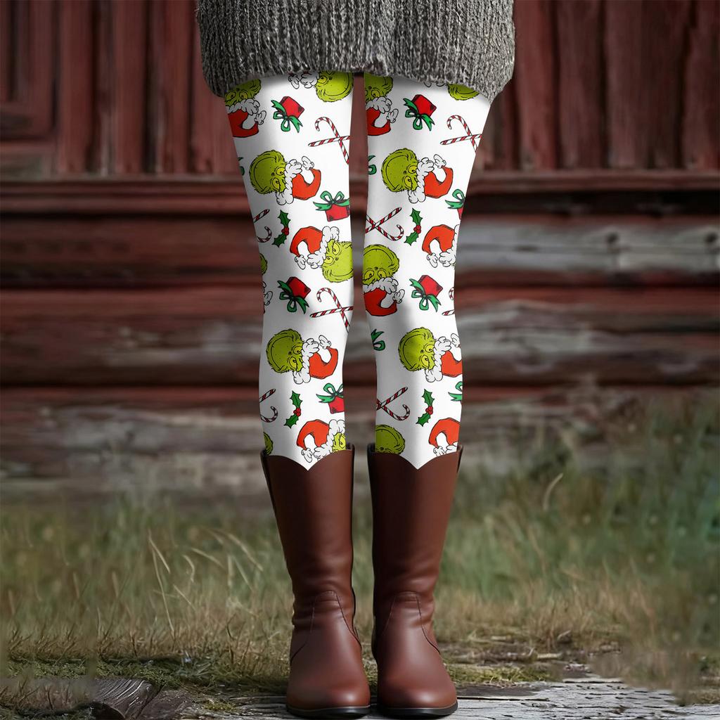 Women's Casual Fashion Outdoor Christmas Printed Slim Elastic Yoga Pants Cropped Pants