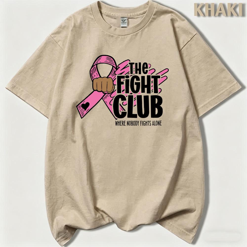 The Fight Club Fist Pink Ribbon Graphicunisex Summer T Shirt Breast Cancer Fighter Motivational Streetwear Short Sleeve Garment