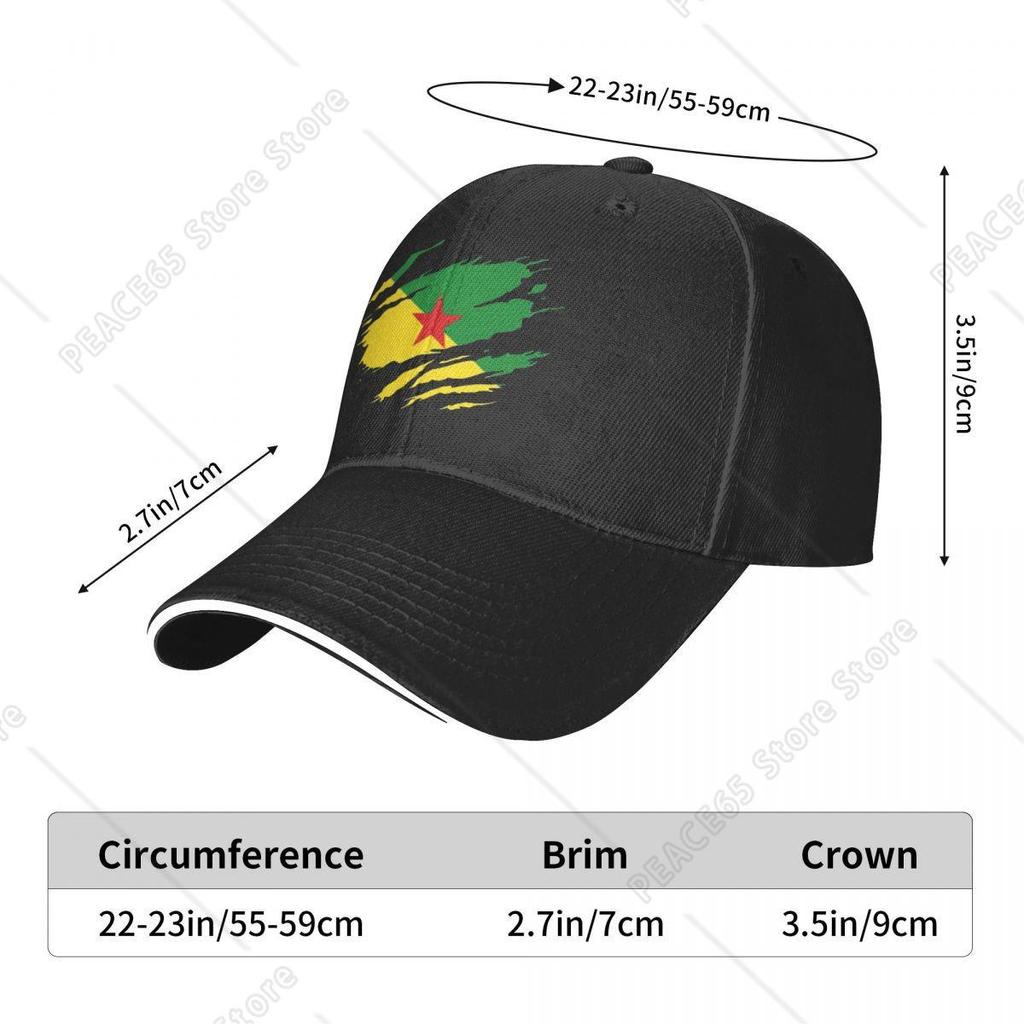 Torn Style Guyana Flag Baseball Cap Hip Hop French Guiana Sandwich Caps Unisex Style Adjustable Headwear Running Golf