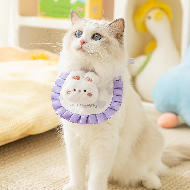 New Cat Internet Celebrity Cute Cartoon Rabbit Animal Saliva Towel Dog Triangle Scarf Decorative Scarf Pet Neck Ring