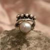 Stylish Vintage Thai Silver Ring Round Ring, Triple Crossed Imitation Pearl Ring
