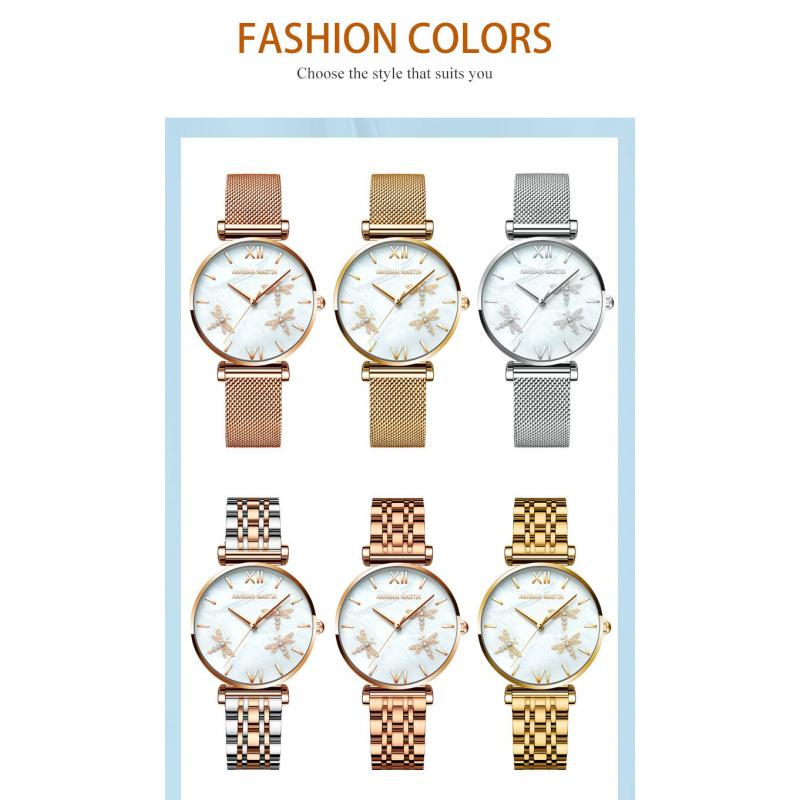 Hanna Martin Libellen-Design Damenuhr Wasserdicht Japanisches Uhrwerk 36mm Zifferblatt Modedesign Damenuhr