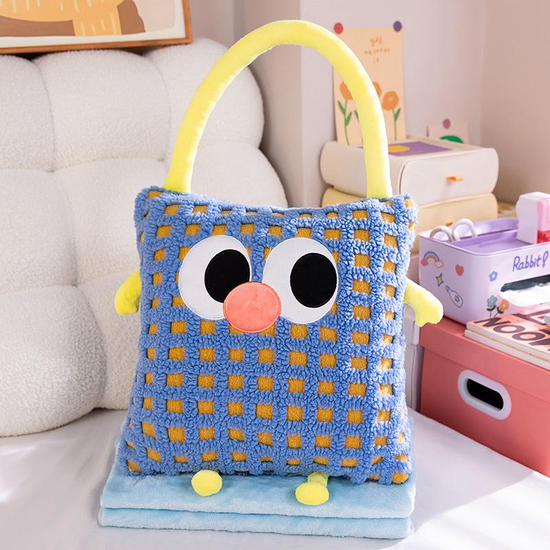Cartoon Pillow Throw Blanket Two-In-One Car Office Nap Blanket Cute Cushion For Sofa Cushion Multi-functional Pillow Throw 90x160cm синий