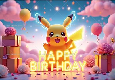 Pokemon Pikachu Backdrops Children Birthday Party Decor Photography Background Baby Shower Banner Booth Props Party Supplies