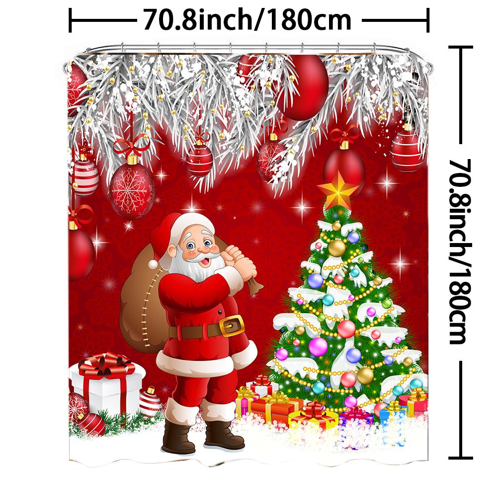 1Pc Waterproof Shower Curtain With Hooks Christmas Snow Scene Bathtub Curtain Soft Floor Rugs Non-Slip Bath Mat Bathroom Decor