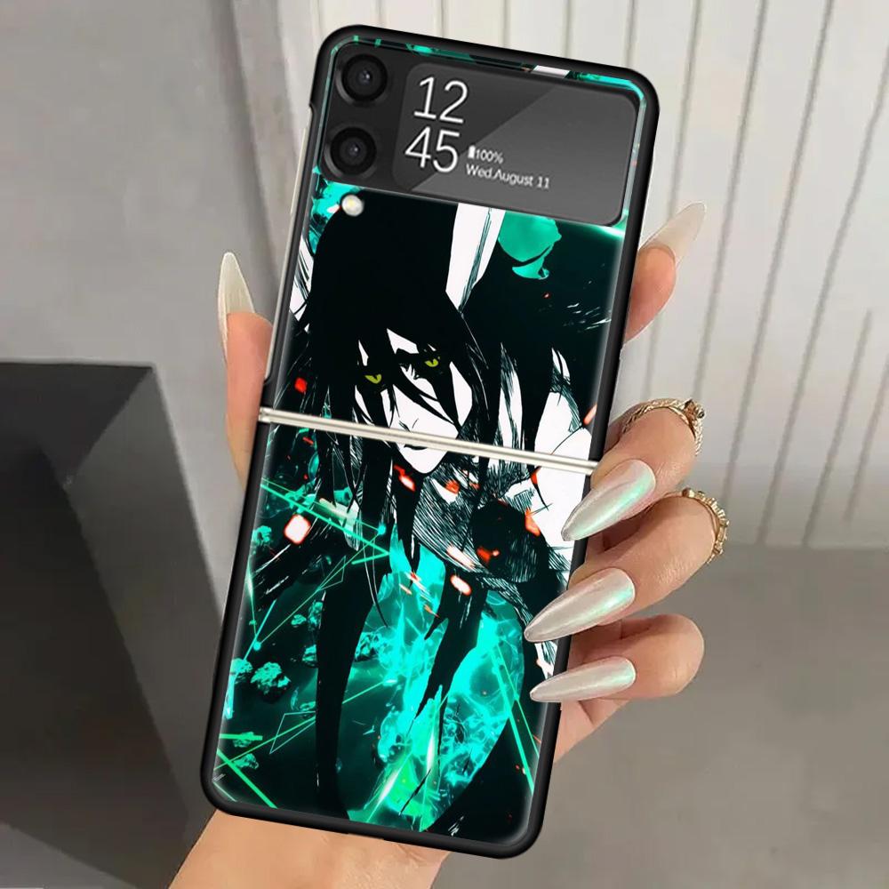 Bleach Aizen Sousuke Hard PC Phone Case For Samsung Galaxy Z Flip 7 6 5 4 3 Black ZFlip7 ZFlip6 Flip5 Flip4 Flip3 5G Print Cover