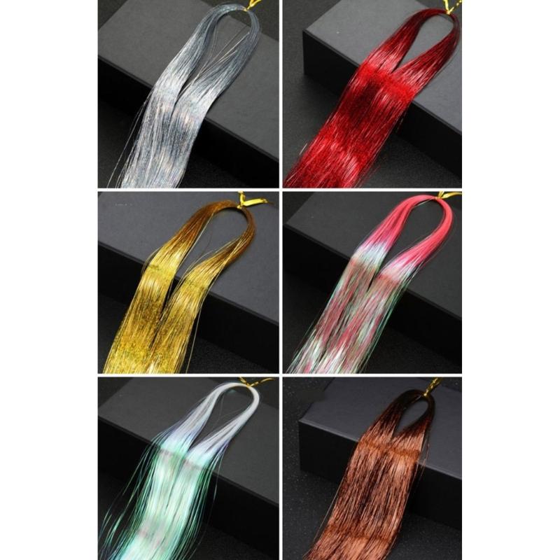 Synthetic Hair Extension Kit Glitter Hair Strands With Secure Clips Natural Shine PET For Long Lasting Wear