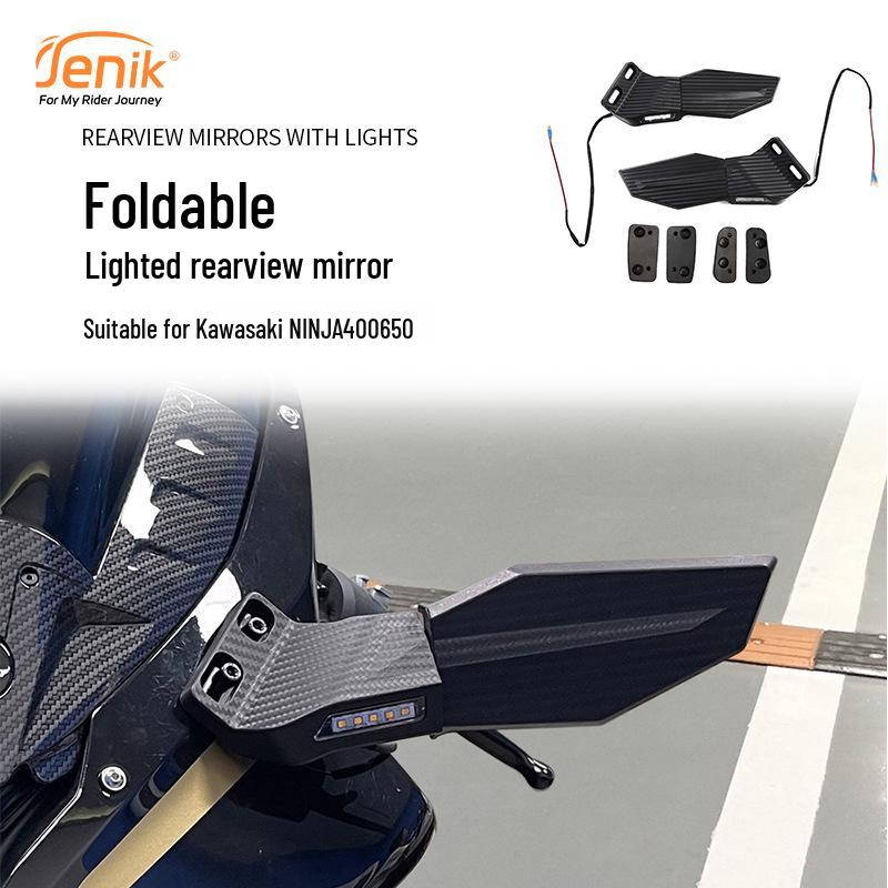 Kawasaki NINJA400/650 Foldable Rearview Mirror with Integrated Lights