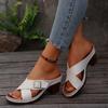 Fashion Round Toe Block Heel Retro Flip-flops Women Summer Open Toe Outward Wear Versatile Soft Sole Non-slip Wear-resistant High Heels