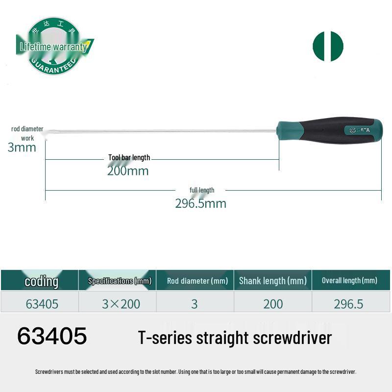 Sata T-Series Flathead Screwdriver (63402-63417) Tool