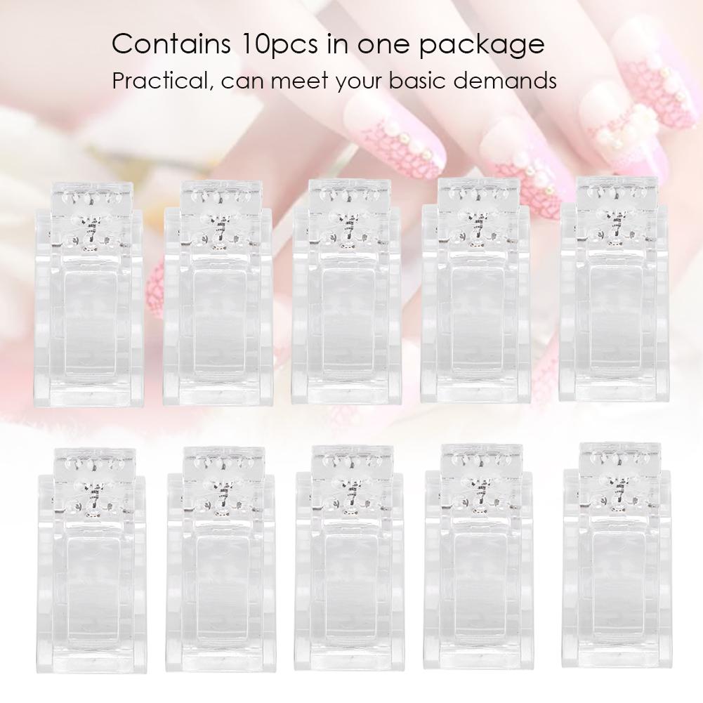 10pcs / Set Transparent Nail Tips Clips   Quick Building Mold Clips Nail Gel Accessories