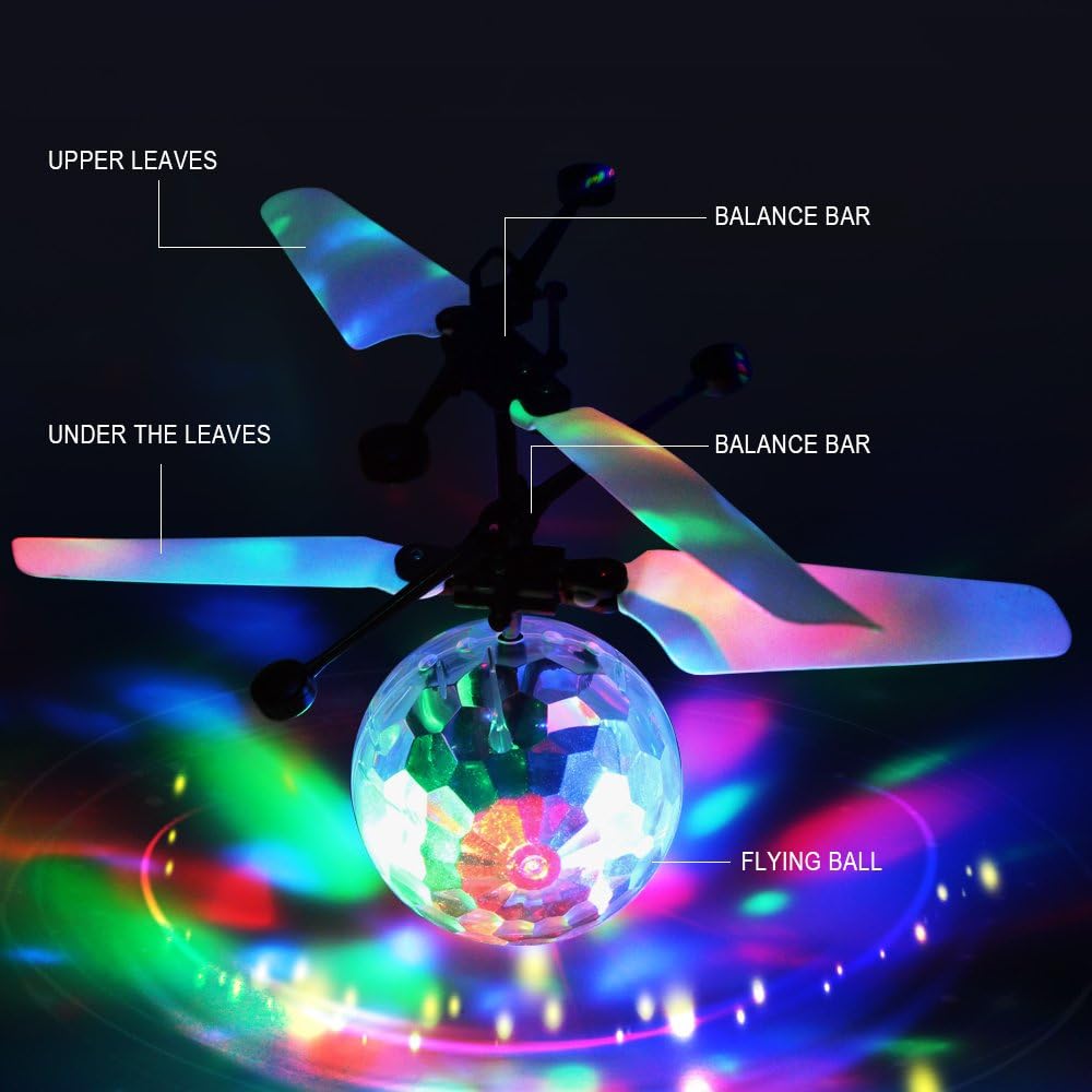 Flying Ball Luminous Flying Toy, Helicopter Aeroplane Remote Controlled Drone Children Games Outdoor Indoor Gift Birthday Christmas  Teenagers